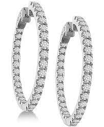 Lab Grown 14k White gold Diamond hoops