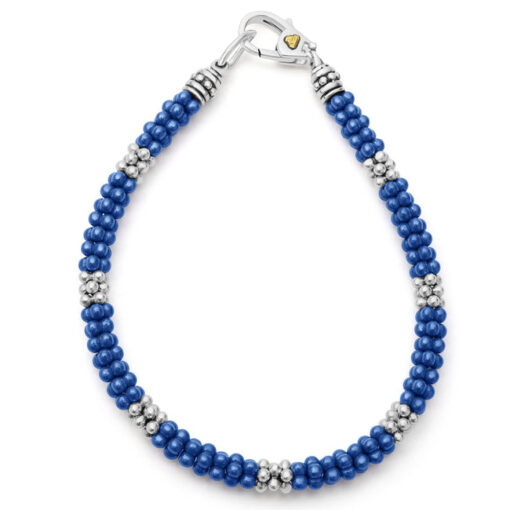 LAGO Blue Caviar Seven Silver Station Ceramic Bracelet
