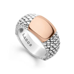 Lagos High Bar Rose Gold Station Caviar Ring