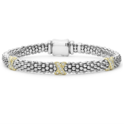 LAGOS Caviar Lux Three Station Two Tone X Diamond Bracelet