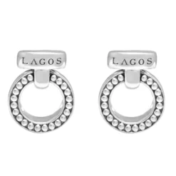 Caviar Circle Bar Earrings