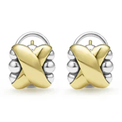 Two-Tone X Omega Clip Earrings