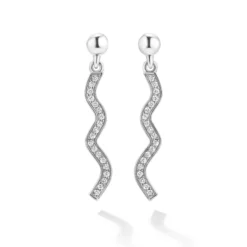 Wave Diamond Drop Earrings