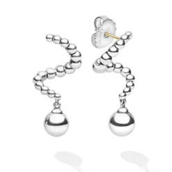 Silver Beaded Statement Drop Earrings