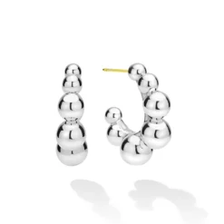 Silver Beaded Hoop Earrings