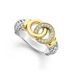 Two-Tone Interlocking Diamond Ring
