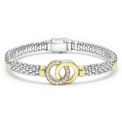 Two-Tone Interlocking Diamond Stretch Bracelet