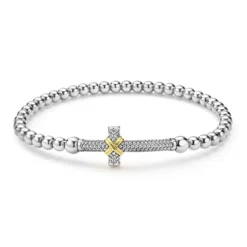 Two-Tone Caviar Diamond Versa Torque Bracelet