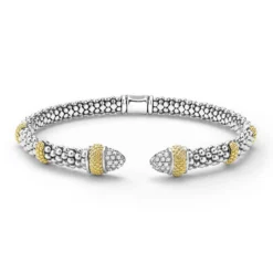 Two-Tone Caviar Diamond Versa Torque Bracelet