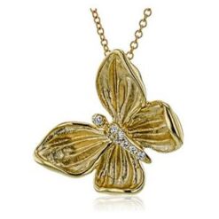 Monarch Butterfly Pendant Necklace in 18ky Gold with Diamonds